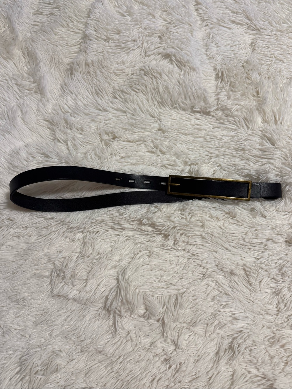 Hobo Classic Vintage Black Leather Belt with Rectangular Gold Frame Buckle M